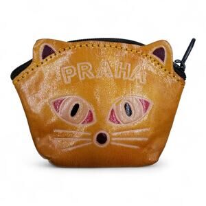 Cat Face Zip Top Novelty Coin Purse PRAHA / PRAGUE Czech Republic